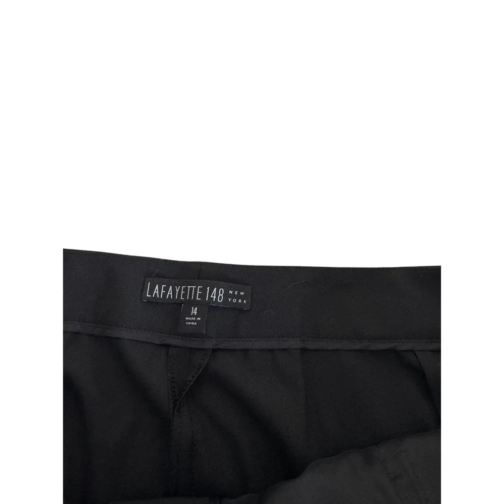 Lafayette 148 Irving Pants 14 Black Stretch Wool Slim Ankle Trousers NWT